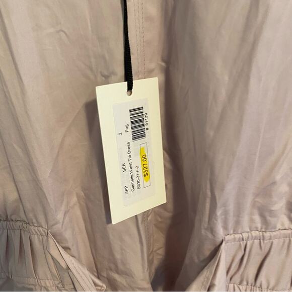 NWT Sea New York Purple Gray Cotton Puff Sleeve MIDI Dress 2 - Picture 10 of 14